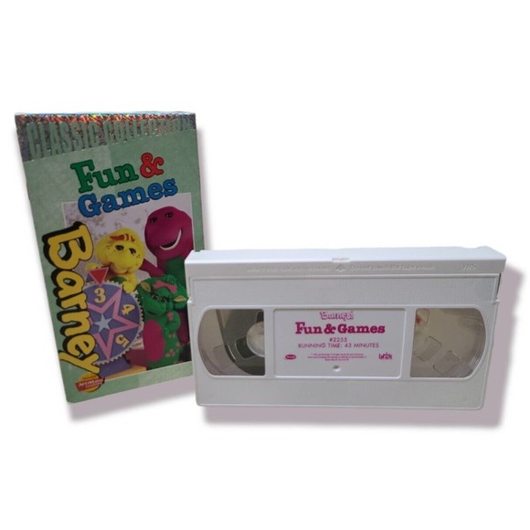 Barney - Barney's Fun and Games VHS VCR Video Tape Used Movie EUC White Tape - Picture 5 of 5